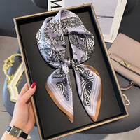 Foulard carré en soie de mûrier style rétro à motif cachemire, pour femme de bureau, 65*65CM, 100% pure soie