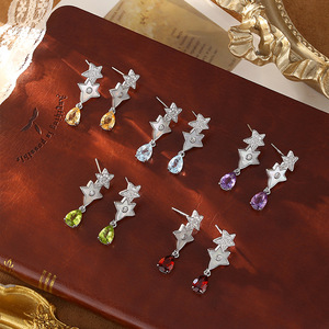 Pendientes de Plata de Ley 925 con Madreperla Fina de 5*7mm, Corte Pera, Piedra Natural, Doble Capa, Estrella, Joyería para Uso Diario - Product Image 5