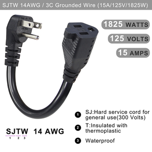 Weatherproof 14AWG SJTW Power Cable 110v 125V Power <b>Cords</b> Outdoor Extension <b>Cord</b> for Christmas - Product Image 3