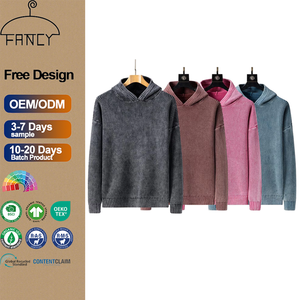 Ưa Thích Tùy Chỉnh In Phía Trước Mùa Đông Dày Thời Trang Retro Lỏng Nặng Dệt Kim Tuyết Rửa 100% Cotton Người Đàn Ông Của Áo Len Trùm Mũ - Product Image 1