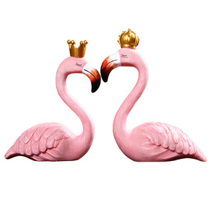 Dingyun Pink Flamingo Couple Resin Ornament 2pcs Living Room Desktop Decor Valentine'S Day Gift Contemporary Style - Product Image 5