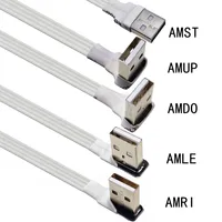 Câble adaptateur micro USB mâle FPC FPV FFC USB blanc super plat, flexible, à angle de 90 degrés, 1M-3M, pour la charge et le transfert de données