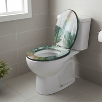 Siège de toilette rond en MDF imprimé couleur, personnalisé, à fermeture douce, avec charnières en alliage de zinc et plaque de couvercle amortie pour salle de bain, 18 pouces