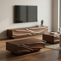 Meuble TV design couleur bois, support au sol, console TV moderne et créative pour salon, vente en gros d'usine