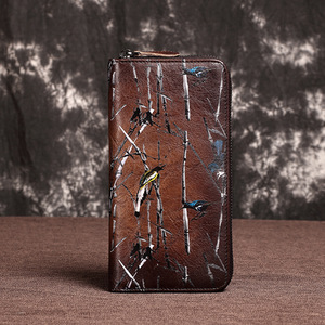 Long Wallet <b>Purse</b> for Women <b>Girls</b> Genuine Cow Leather Fashion Retro Zipper Clutch Bags Multifunction Casual High - Product Image 3