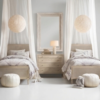 Lit double en rotin français en chêne massif, vente directe d'usine chinoise, lit double/grand lit, mobilier de chambre à coucher