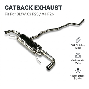 Sistema de Escape Catback Vortex Austenitic SS304 para BMW X3 F25 X4 F26 con Silenciador Delgado y Doble Salida Cromada, Sistema de Tuberías Mod Line - Product Image 1