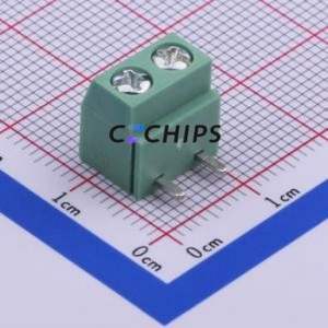 JL126R-50002G01 Screw Terminal Block Bent Lead Through Hole,P=5mm Connector 1x2P 5mm Green Right Angle Insert - Product Image 2