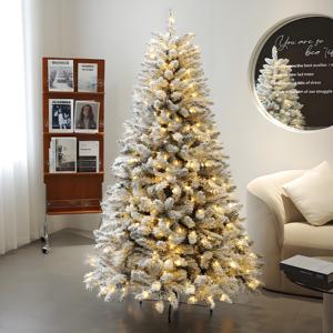High Quality Standing <strong>Artificial</strong> Christmas Spruce <strong>Tree</strong> with Flocking <strong>LED</strong> <strong>Lights</strong> Eco-friendly Indoor Home Decoration - Product Image 2