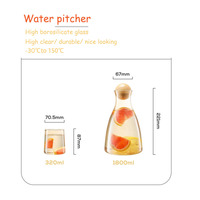 Ensemble de Mugs Style Nordique en Verre Borosilicate Transparent et Ambré 1200ml, Compatible Lave-Vaisselle et Micro-ondes, pour Hôtellerie et Restauration