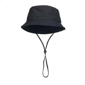 Chapeau Bob de Pêche <span class=keywords><strong>en</strong></span> Coton Pur Lavé, Couleur Unie, Nœuds Cartoon, Protection Solaire DIY, Logo Personnalisé avec Cordon Anti-Vent - Product Image 1