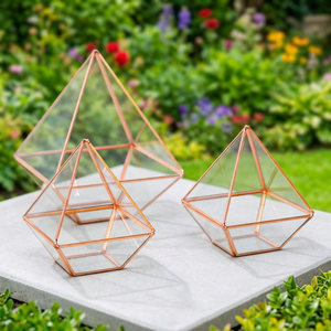 Terrario Geométrico Moderno de Vidrio, Florero de Mesa, Decoración para el Hogar, para Plantas y Flores, Hecho a Mano - Product Image 1