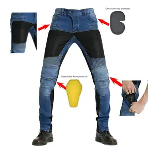 Pantaloni da moto Anti-caduta con protezione CE Jeans elastici da corsa fuoristrada Jeans da motociclista in tessuto Denim traspirante