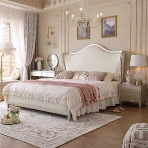 Cama Reclinable <span class=keywords><strong>de</strong></span> Lujo Europeo <span class=keywords><strong>de</strong></span> Madera Maciza y Cuero con Caja <span class=keywords><strong>de</strong></span> Almacenamiento Alta, Cama Doble Grande Estilo Princesa para Dormitorio Principal - Product Image 2