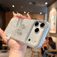 Coque de téléphone de luxe avec strass, nœud et perles pour iPhone 18 17 Pro Max 16 15 14 13, avec cordon perlé, scintillante et protectrice