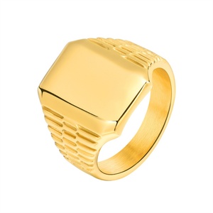 Anillos de Acero Inoxidable al por Mayor en China, Anillo Cuadrado en Blanco Chapado en Oro Personalizado - Product Image 4