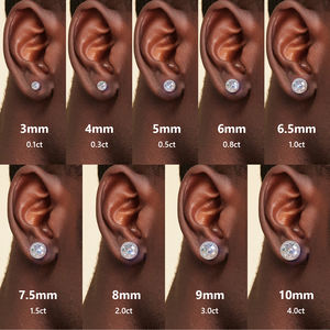 Envío Gratis, Pendientes de Plata de Ley 925 con Diamantes de Laboratorio Halo de 1.0CT y 2.0CT, Oro Blanco Vermeil, Joyería para Hombre y Mujer, VVS GRA, Moissanita - Product Image 4