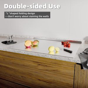 Planche à pétrir en acier inoxydable de grande taille, double face, pour la cuisine, toutes tailles - Product Image 4