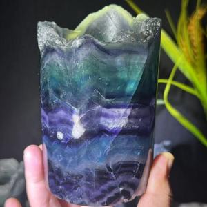 Grosir lampu silinder fluorit pelangi kerajinan kristal kualitas tinggi Natural massal penyembuhan Reiki untuk dekorasi - Product Image 5