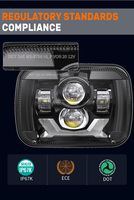 Phare LED 12v 5x7 pouces pour Econoline 1995-2002 Pièces Système d'éclairage LED avec DRL pour Ford 1985-2013 E150/E250/E350/E450