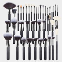 Ensemble de pinceaux de maquillage de haute qualité en poils synthétiques/de poney avec manche en bois, 36 pièces, pour l'application de poudre, de fond de teint et d'ombres à paupières