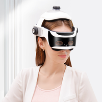 Casque de massage de la tête à pression d'air, compresse chaude et vibrations pour le massage des tempes et des yeux, soulagement des maux de tête et du stress