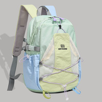 Sac à dos de randonnée extérieur léger en polyester imperméable grande capacité avec fermeture éclair et imprimé lettres pour femme – Sac à bandoulière décontracté