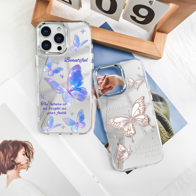 The Stylish and Luxurious butterfly Mirror Phone case Is Suitable for iPhone 17 16 15 14 Providing Comprehensive protection
