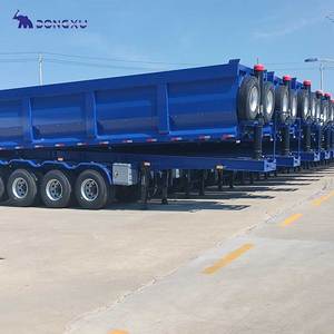 QUEST transport d'agrégats de charbon ou de gravier arrière hydraulique 45 mètre cube en forme de U 4 essieux remorques à benne basculante <span class=keywords><strong>semi</strong></span>-remorque - Product Image 2