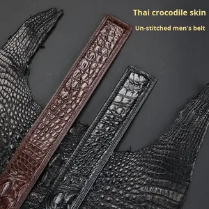 Cinturón de Cuero <span class=keywords><strong>Siamés</strong></span> Tailandés Importado, Hebilla de Acero Liso, 120 cm de Longitud, Cinturón de Cuero Genuino para Hombres Jóvenes y de Mediana Edad, Venta al Por Mayor - Product Image 1