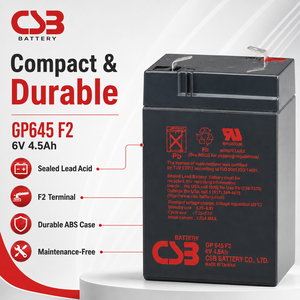 CSB F2 GP645 <span class=keywords><strong>6V</strong></span> <span class=keywords><strong>แบ</strong></span><span class=keywords><strong>ต</strong></span>เตอรี่<span class=keywords><strong>ต</strong></span>ะกั่วกรดปิดผนึก4.5Ah <span class=keywords><strong>แบ</strong></span>บชาร์จไฟได้สำหรับระบบเ<span class=keywords><strong>ต</strong></span>ือนระบบไฟฉุกเฉิน - Product Image 4