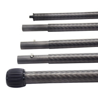 Mât télescopique en fibre de carbone pour pare-soleil, tube rond en fibre de carbone de 30 mm, 2 m