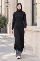 EVE048 Mode musulmane, burkini, robe longue élégante, couleur unie, à capuche, grande taille, robe ample, abaya islamique, maillot de bain pour femmes musulmanes