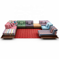 Ensemble de canapés modulaires en velours à motifs arc-en-ciel, design sur mesure, qualité commerciale, pour salon, canapé Mahjong
