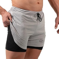 Fabricante de poliéster de doble capa sublimación en blanco entrepierna entrenamiento correr personalizado para hombre gimnasio hasta la rodilla pantalones cortos de malla de 5 pulgadas