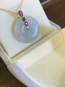 Collier pendentif donut en jadéite birmane naturelle de qualité A, en argent sterling 925, bijoux en cristal de jade conçus pour cadeau, vente en gros - Product Image 4