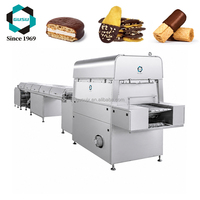 Nouvelle machine d'enrobage au chocolat GUSU avec tunnel de refroidissement pour usine de snacks, garantie 1 an, tension universelle