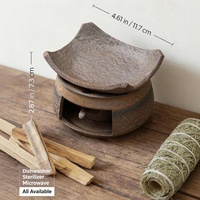 Chauffe-thé en céramique rétro pour la maison, brûleur d'encens avec plateau et support pour bougie chauffe-plat, design Wabi Sabi, écologique et parfumé