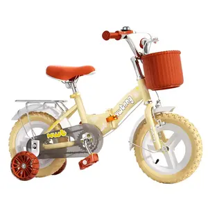 Bicicleta dobrável de 4 rodas para crianças com pedal e linha de freio comum, bicicleta de aço de 12 14 16 polegadas para crianças de 2 a 8 anos, ideal para crianças de 2 a 8 anos