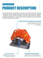 Compacteur hydraulique pour excavatrice hautement efficace avec moteur hydraulique de haute qualité, utilisé dans la construction routière et la compactation des pentes
