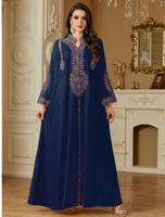 Robe Longue Musulmane M-XXL pour Femme Broderie Abaya Fête Caftan Djellaba Ramadan Maroc Dubaï Kaftan Islam Vestidos Largos