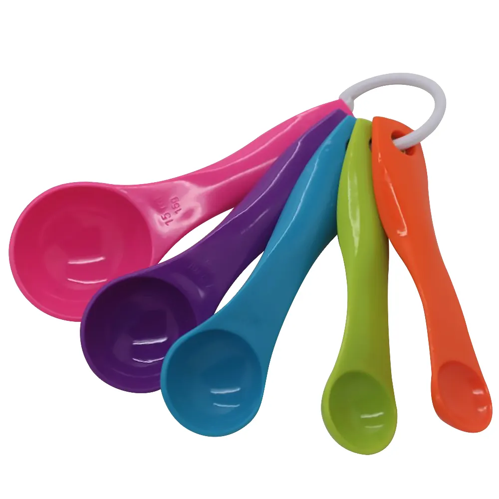 5 pièces/ensemble outils de mesure de cuisine en plastique coloré tasses à mesurer et cuillères ensemble livraison directe