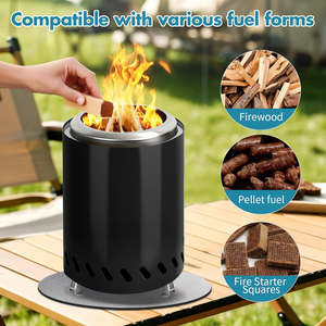 Wholesale Portable Smokeless Wood Pellet-Fueled Wood Burning Tabletop <b>Fire</b> Pit Stainless Steel Powder Coated for <b>Outdoor</b> Heating - Product Image 3