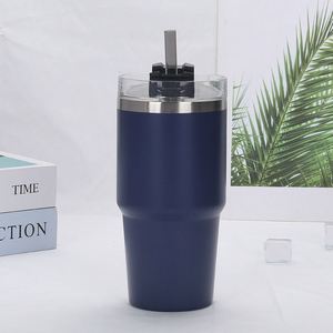 30oz Fashion Appearance Stainless Steel Vacuum Car Tumbler <b>Insulated</b> Ice <b>Cup</b> With Handle Straw Custom Printed Color - Product Image 2