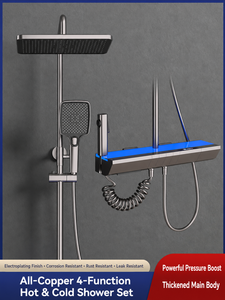 Ensemble de douche 4 fonctions avec pommeau de pluie, douchette à main et bec de douche encastré pour salle de bain - Product Image 2