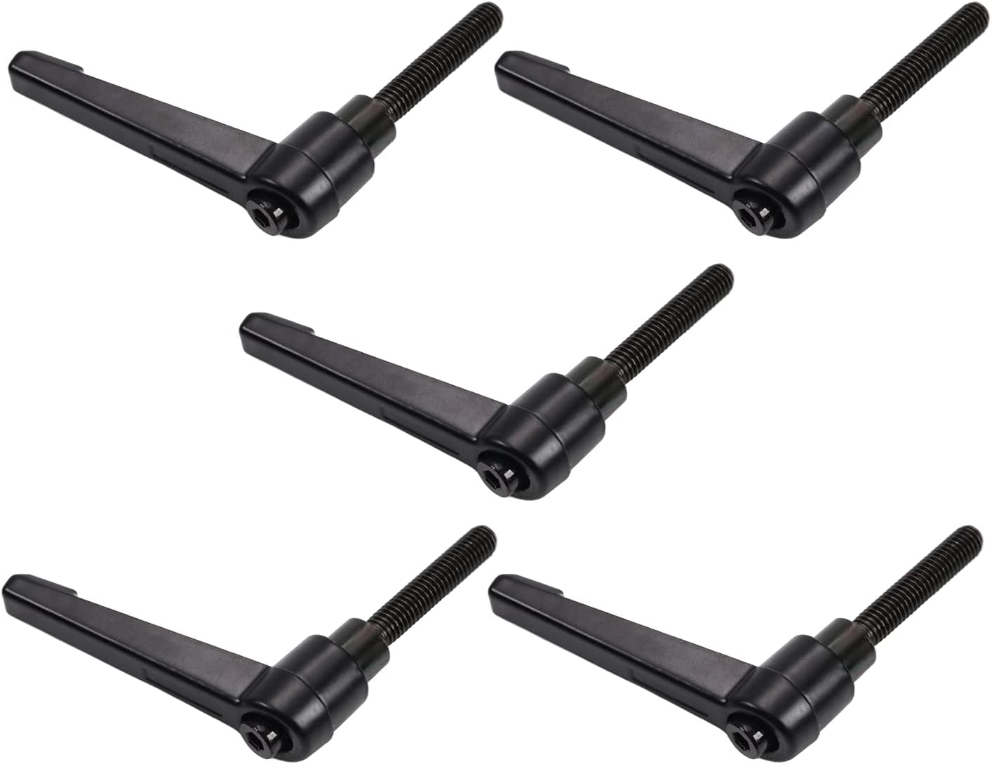 Sourcing Map 6pcs Adjustable Clamping Lever Handles M6 X 16mm Male Thread Bolt Knobs Rotating Screw Locking Quick Release Ratchet Push Button Handle, Black