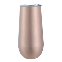Gobelet à vin personnalisé avec logo, 6 oz, en acier inoxydable à double paroi isolé, flûte à champagne, gobelet à vin