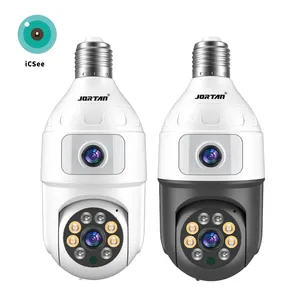 Jortan 4mp Smart Home Mini Camera Dual Lens Night Vision 360 Degree Ip E27 Wireless Home Security Cctv Wifi Bulb Ptz Camera