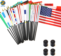 Ensemble de 24 drapeaux de bureau de pays, 8 x 5 pouces, mini drapeau américain de bureau avec mât noir de 13 pouces, 100 % polyester, réutilisable