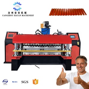 Machine de production de tuiles de toiture en acier galvanisé à chaud antirouille, double couche, entièrement automatique, contrôlée par PLC, avec roulement à billes - Product Image 1